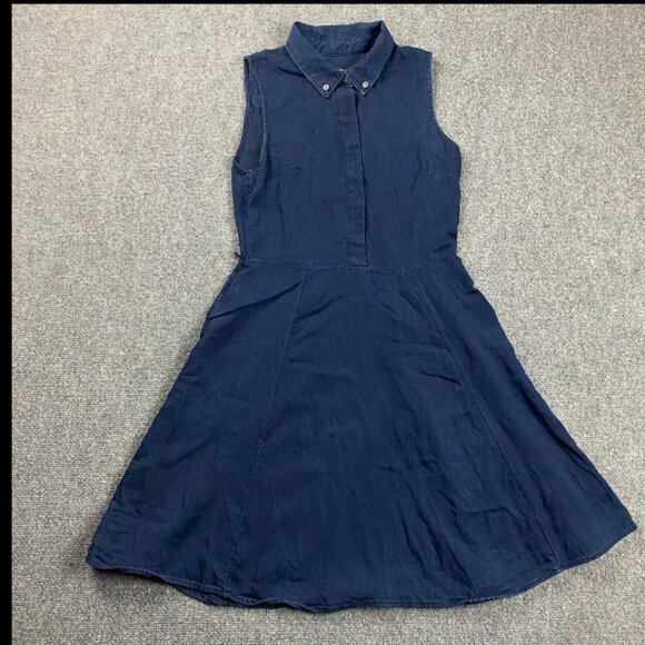 Banana Republic Dress Womens 4P Petite Denim Blue A-Line‎ 100% Lyocell - Picture 1 of 10